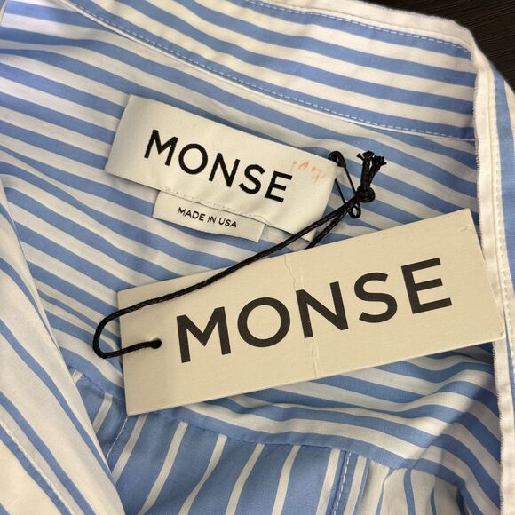 Monse Shirt Womens size 2 Mix Striped Tunic Top Asymmetric Artsy Preppy NEW - Picture 6 of 9